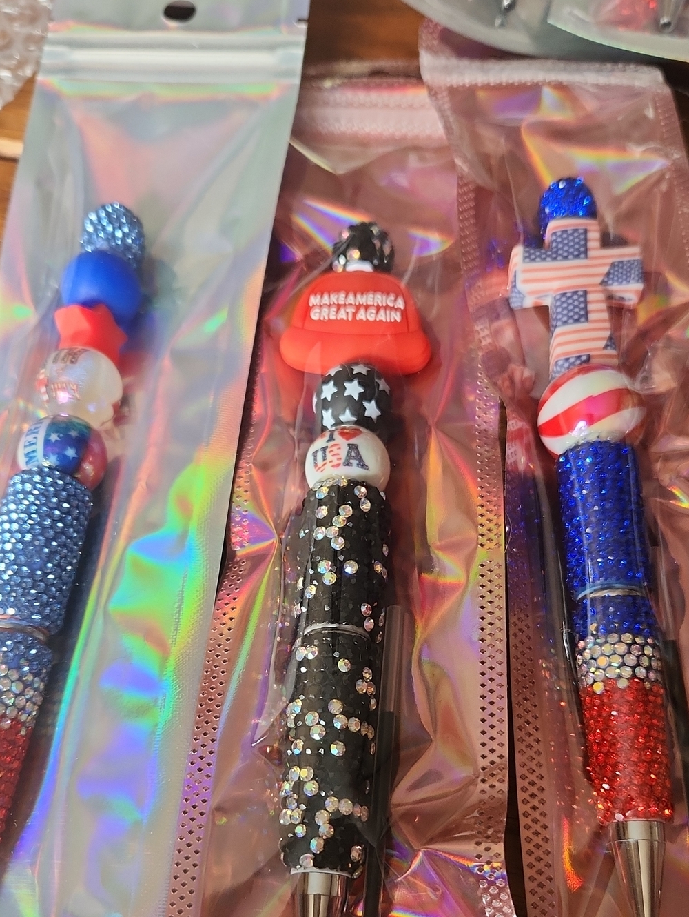 2026 250th Year Patriotic Black Decorative Pen with Sparkling Accents